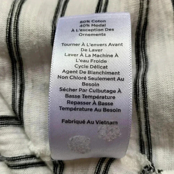 Talbots 50%  cotton/50% modal, lightweight hi-lo, white w black stripes T-shirt - Picture 6 of 6